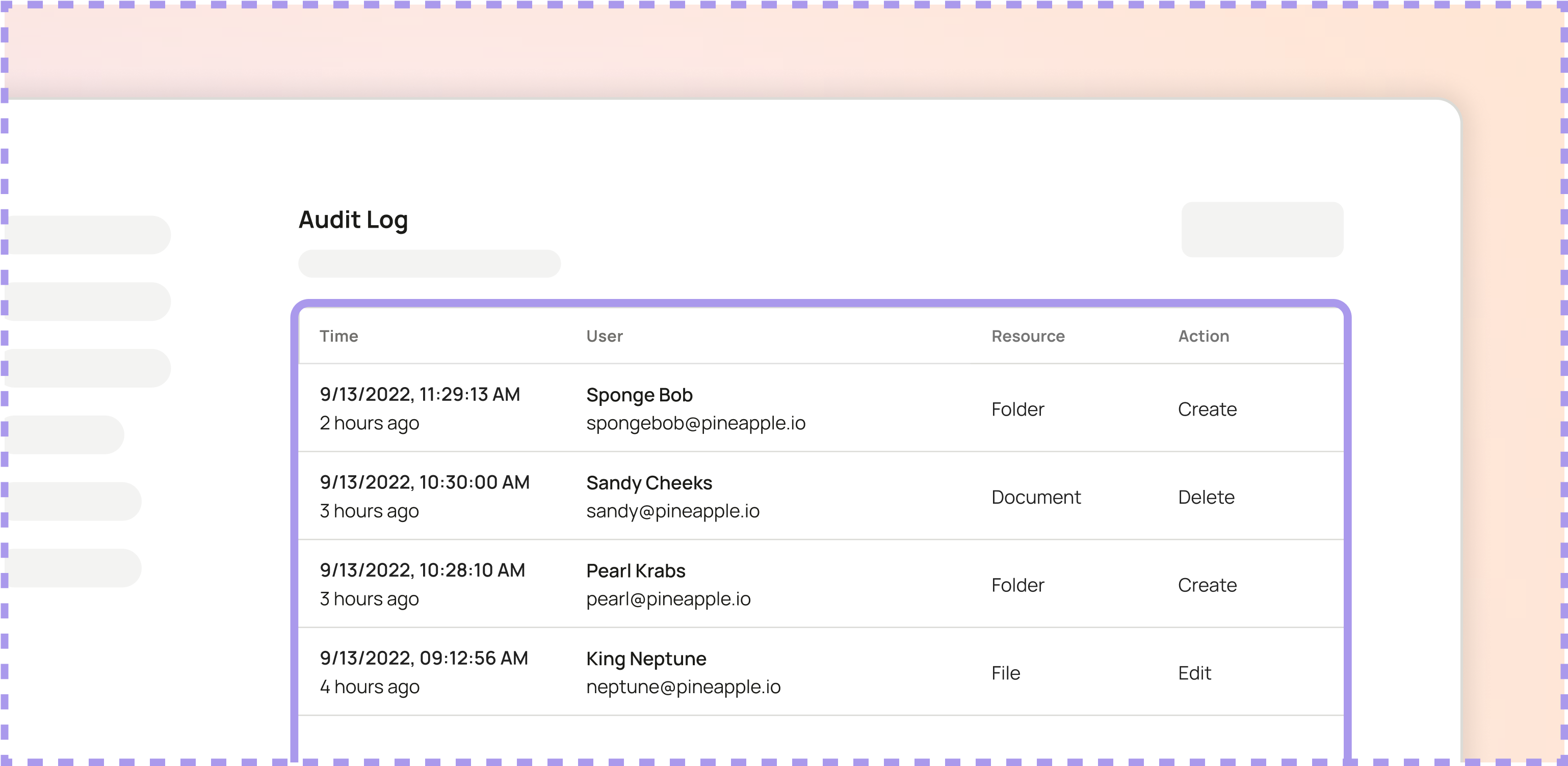 Audit Logs element preview